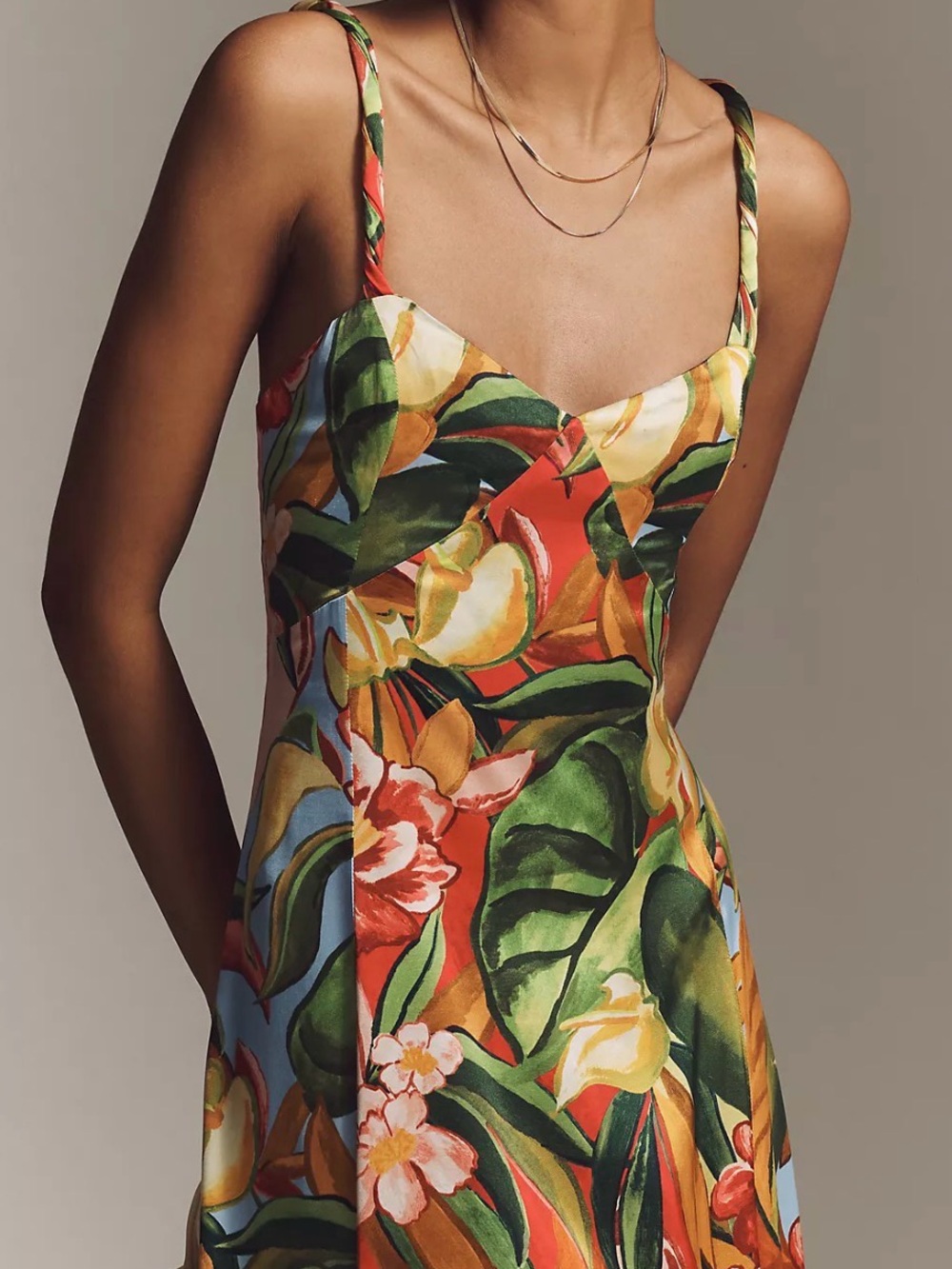 FARM Rio Tropical Floral Maxi Dress in Green, Orange, Yellow new with tags - Picture 3 of 6